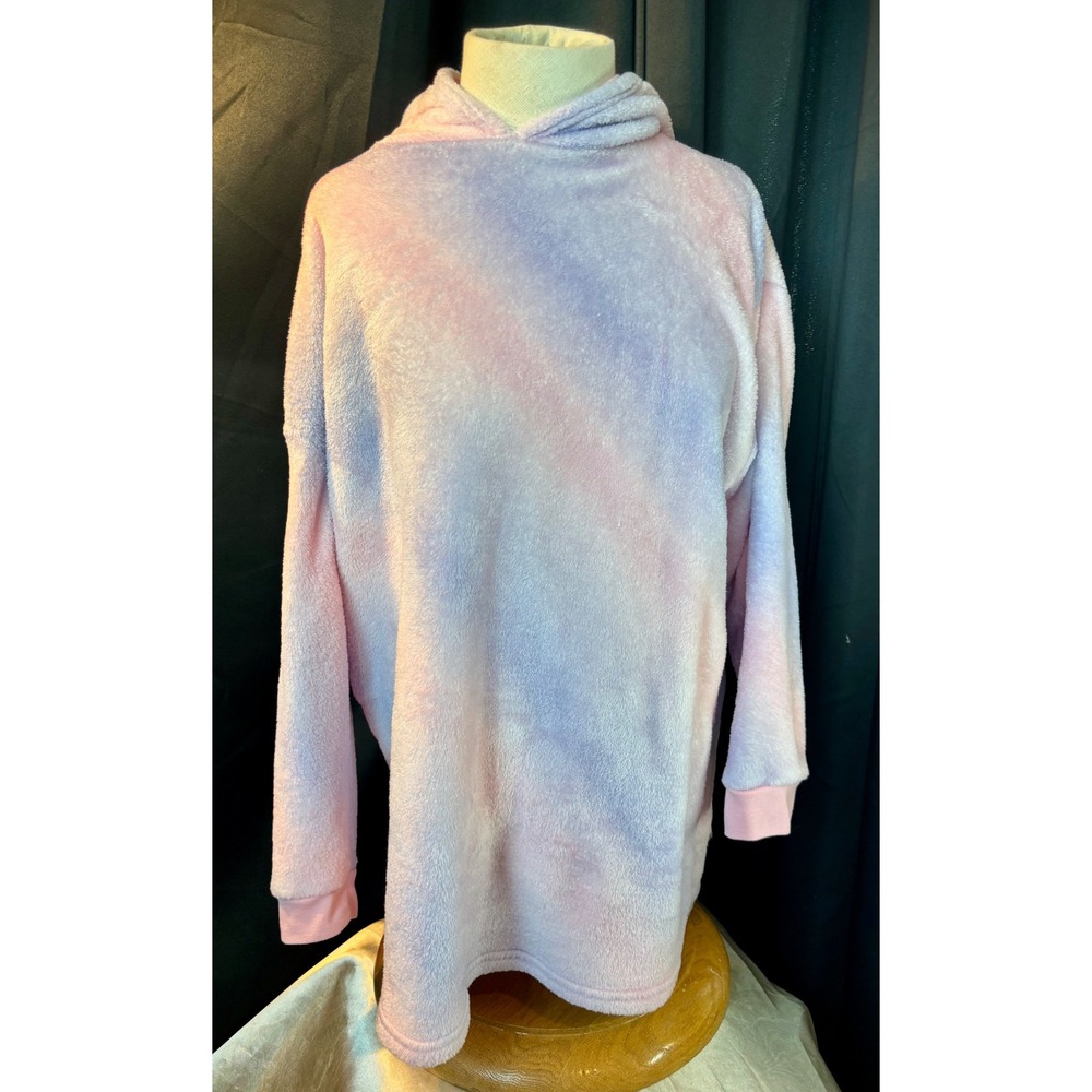 Saint Eve Unicorn Plush Fleece Hoodie Pastel Rainbow Tie Dye M 10/12 L 14/16